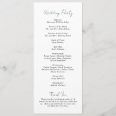 Moderne Minimalistische Hochzeit in Schwarz und We Programm (Rückseite)