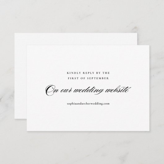 Moderne Minimalistische Hochzeit in Schwarz und We RSVP Karte (Vorne/Hinten)