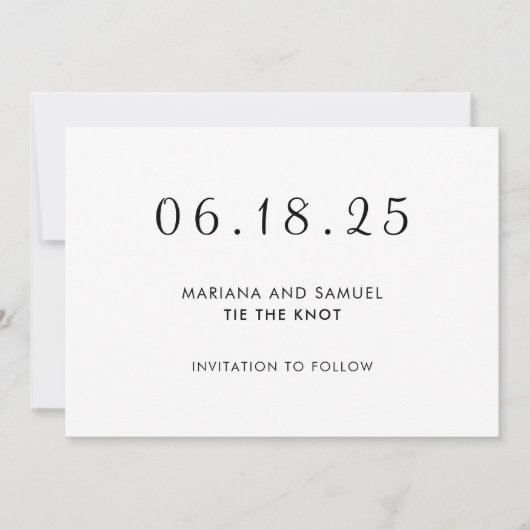 Moderne Minimalistische Hochzeit in Schwarz und We Save The Date (Vorderseite)