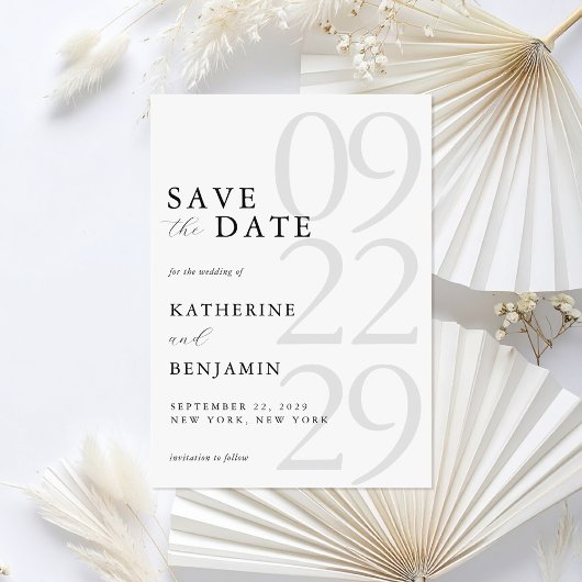Moderne Minimalistische Hochzeit in Schwarz und We Save The Date