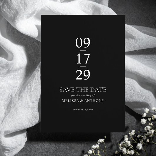 Moderne Minimalistische Hochzeit in Schwarz und We Save The Date
