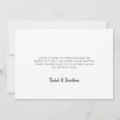 Moderne Minimalistische Hochzeit in Schwarz/Weiß Dankeskarte (Rückseite)
