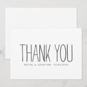 Moderne Minimalistische Hochzeit in Schwarz/Weiß Dankeskarte (Vorne/Hinten)