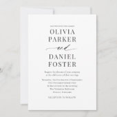 Moderne Minimalistische Hochzeit in Schwarz/Weiß Einladung (Vorderseite)