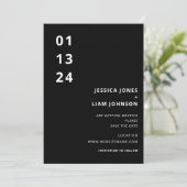 Moderne Minimalistische Hochzeit in Schwarz/Weiß Save The Date (Stehend Vorderseite)