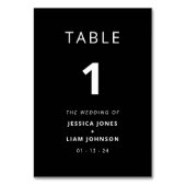 Moderne Minimalistische Hochzeit in Schwarz/Weiß Tischnummer (Rückseite)
