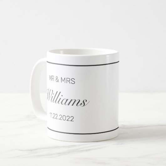 Moderne Minimalistische Hochzeit Kaffeetasse (Vorderseite Links)