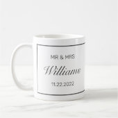 Moderne Minimalistische Hochzeit Kaffeetasse (Links)