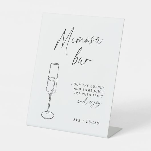 Moderne Minimalistische Hochzeit Mimosa Bar Sockelschild (Vorderseite)