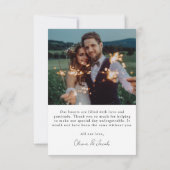 Moderne Minimalistische Hochzeit mit 2 Fotos Dankeskarte (Rückseite)