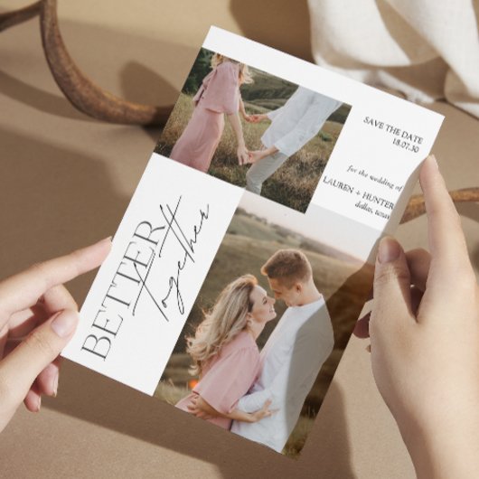 Moderne Minimalistische Hochzeit mit 2 Fotos Save The Date