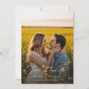 Moderne Minimalistische Hochzeit mit 2 Fotos Save The Date