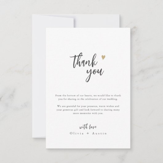 Moderne Minimalistische Hochzeit mit Chic Script Dankeskarte (Vorderseite)
