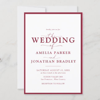 Moderne Minimalistische Hochzeit mit edlen Typogra Einladung