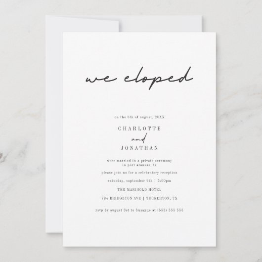 Moderne Minimalistische Hochzeit mit einfachem Fot Einladung (Rückseite)