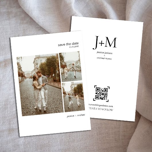 Moderne Minimalistische Hochzeit mit mehreren Foto Save The Date