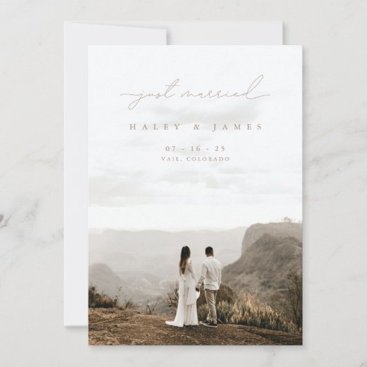 Moderne Minimalistische Hochzeit mit nur verheirat Ankündigung (Vorderseite)