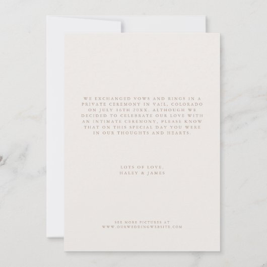 Moderne Minimalistische Hochzeit mit nur verheirat Ankündigung (Rückseite)