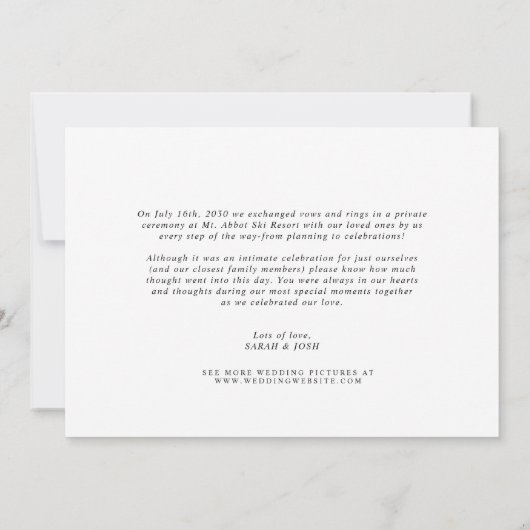 Moderne Minimalistische Hochzeit mit nur verheirat Ankündigung (Rückseite)