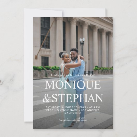 Moderne Minimalistische Hochzeit mit QR-Code für z Einladung (Vorderseite)