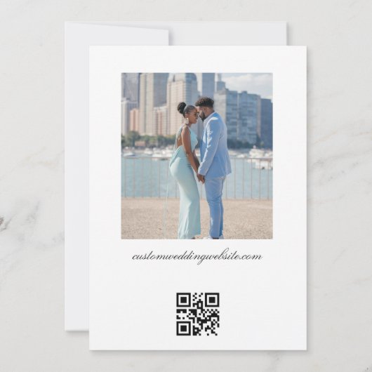 Moderne Minimalistische Hochzeit mit QR-Code für z Einladung (Rückseite)