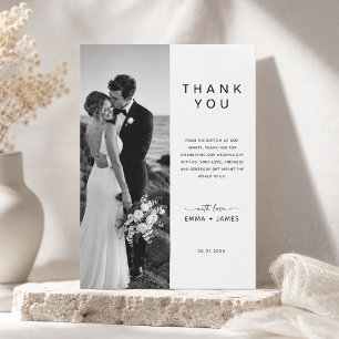 Moderne Minimalistische Hochzeit mit Vertikalem Fo Dankeskarte