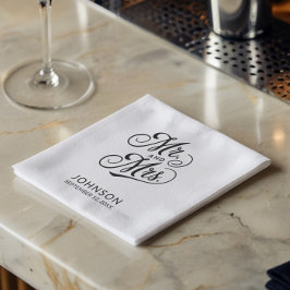 Moderne Minimalistische Hochzeit Mr. & Mrs. Black Serviette