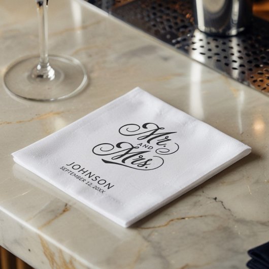 Moderne Minimalistische Hochzeit Mr. & Mrs. Black Serviette