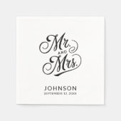 Moderne Minimalistische Hochzeit Mr. & Mrs. Black Serviette (Vorderseite)