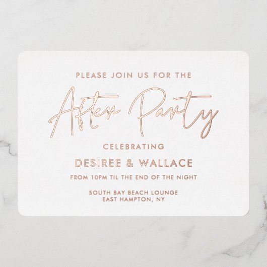 Moderne, minimalistische Hochzeit nach dem Party Folieneinladung (Vorderseite)