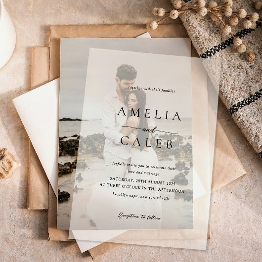 Moderne Minimalistische Hochzeit Pergament Einladungen