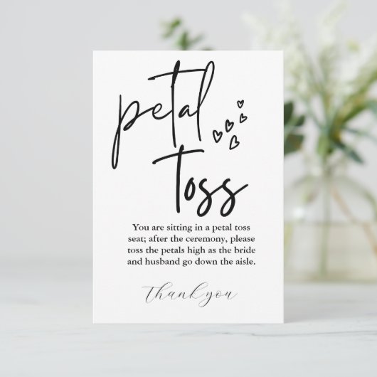Moderne Minimalistische Hochzeit: Petal Toss Encl Begleitkarte (Stehend Vorderseite)
