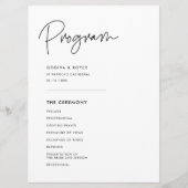 Moderne Minimalistische Hochzeit Programm (Vorderseite)