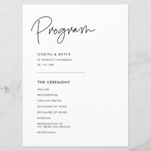 Moderne Minimalistische Hochzeit Programm
