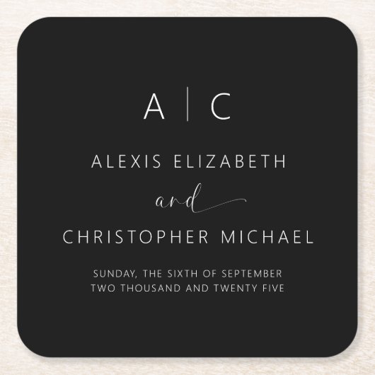 Moderne Minimalistische Hochzeit Rechteckiger Pappuntersetzer (Vorderseite)