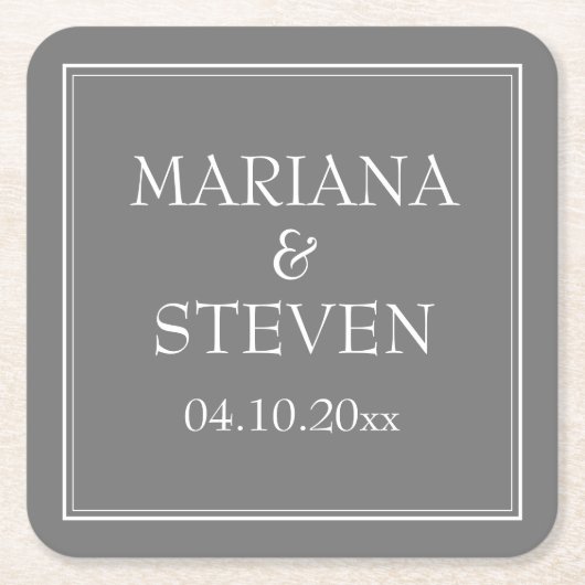 Moderne Minimalistische Hochzeit Rechteckiger Pappuntersetzer (Vorderseite)