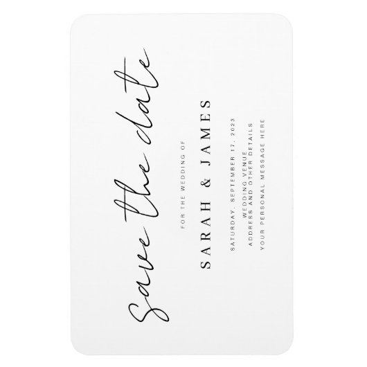 Moderne Minimalistische Hochzeit retten das Datum  Magnet (Vertikal)