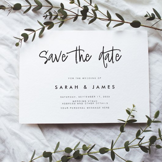 Moderne Minimalistische Hochzeit retten das Datum  Save The Date