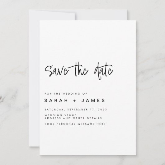 Moderne Minimalistische Hochzeit retten das Datum  Save The Date (Vorderseite)