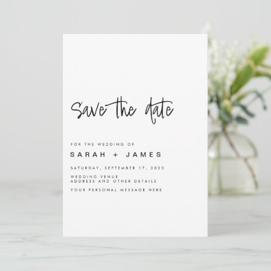 Moderne Minimalistische Hochzeit retten das Datum  Save The Date (Stehend Vorderseite)