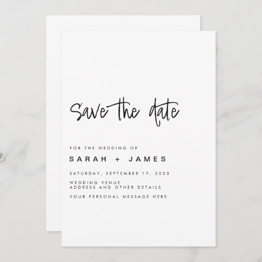 Moderne Minimalistische Hochzeit retten das Datum  Save The Date (Vorne/Hinten)