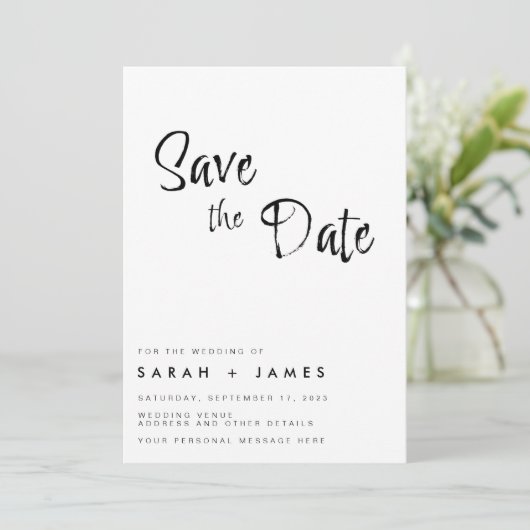 Moderne Minimalistische Hochzeit retten das Datum  Save The Date (Stehend Vorderseite)