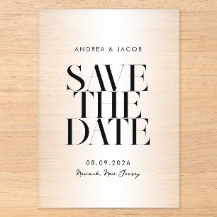Moderne Minimalistische Hochzeit rettet das Datum Acryleinladungen