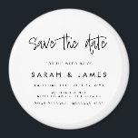 Moderne Minimalistische Hochzeit rettet das Datum Magnet<br><div class="desc">Eine einfache Moderne speichert den Datums-Magneten. Personalisieren Sie dieses minimalistisch schwarz-weiß Design,  um Ihre persönlichen Daten und Nachricht zu haben.</div>