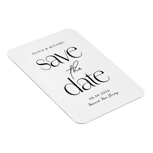 Moderne Minimalistische Hochzeit rettet das Datum Magnet (Rechte Seite)