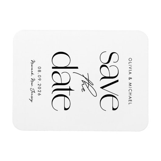 Moderne Minimalistische Hochzeit rettet das Datum Magnet (Horizontal)