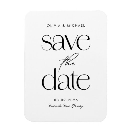 Moderne Minimalistische Hochzeit rettet das Datum Magnet (Vertikal)