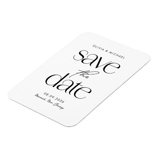 Moderne Minimalistische Hochzeit rettet das Datum Magnet (Linke Seite)