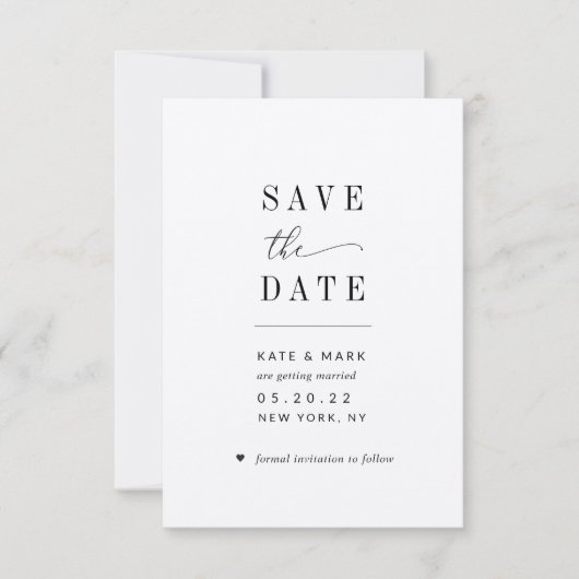 Moderne Minimalistische Hochzeit rettet das Datum Save The Date (Vorderseite)