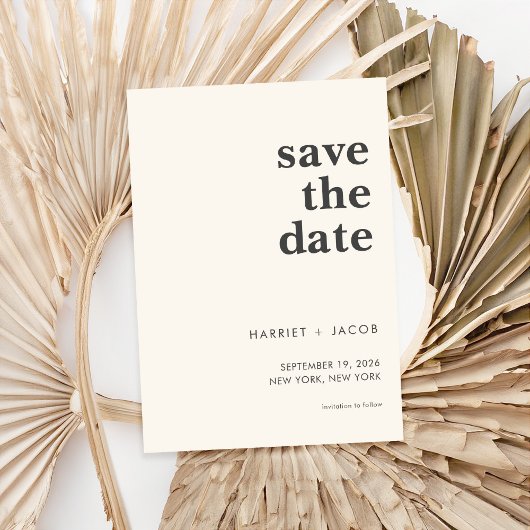 Moderne Minimalistische Hochzeit rettet das Datum Save The Date